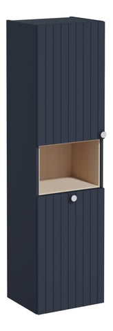 VitrA Root Groove 40cm 2 Door Semi-Tall Unit w/Laundry Basket (LH Hinge) - Matt Dark Blue