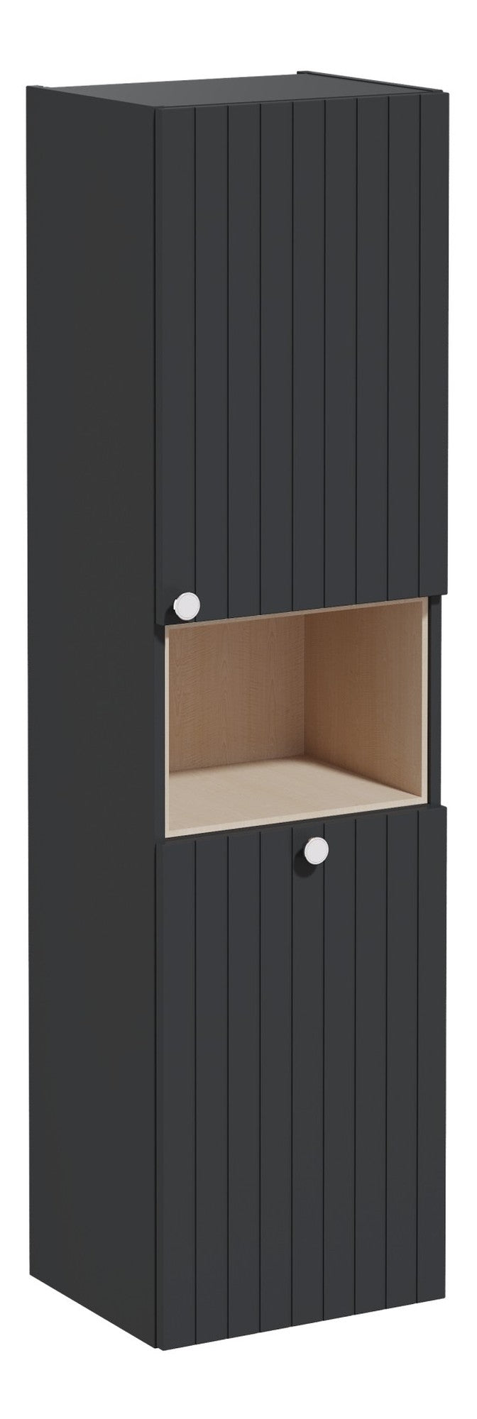 VitrA Root Groove 40cm 2 Door Semi-Tall Unit w/Laundry Basket (RH Hinge) - Matt Graphite