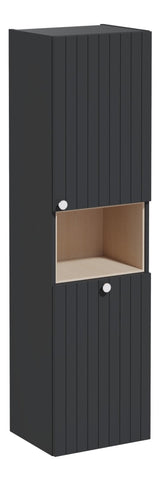 VitrA Root Groove 40cm 2 Door Semi-Tall Unit w/Laundry Basket (RH Hinge) - Matt Graphite