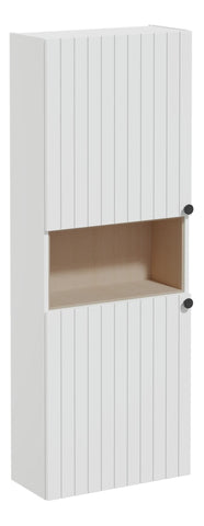 VitrA Root Groove 55cm 2 Door Semi-Tall Unit (LH Hinge) - Matt Light Grey