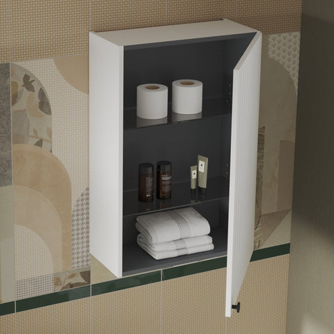 VitrA Root Groove 60cm 1 Door Upper/Wall Unit (RH Hinge) - Matt White