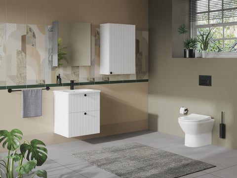 VitrA Root Groove 60cm 1 Door Upper/Wall Unit (RH Hinge) - Matt White