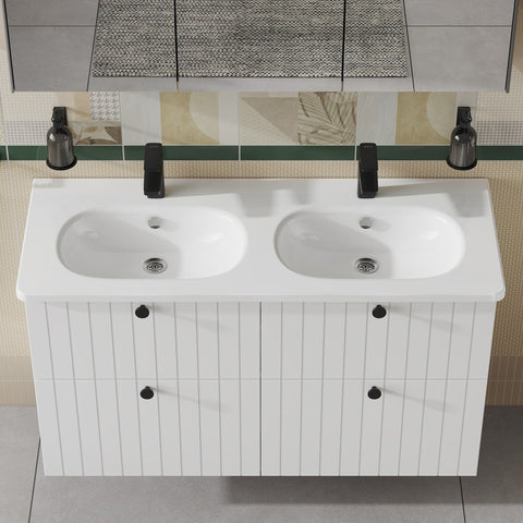 VitrA Zentrum 1200x460mm 2TH Vanity Basin w/Overflow - White