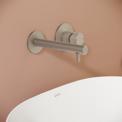 VitrA Origin Wall Mounted 2-Hole Basin Mixer - Brushed Nickel