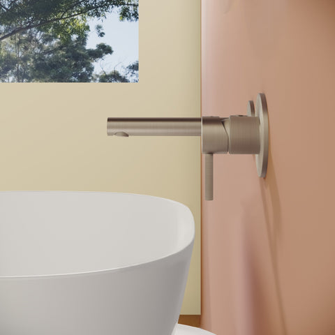 VitrA Origin Wall Mounted 2-Hole Basin Mixer - Brushed Nickel