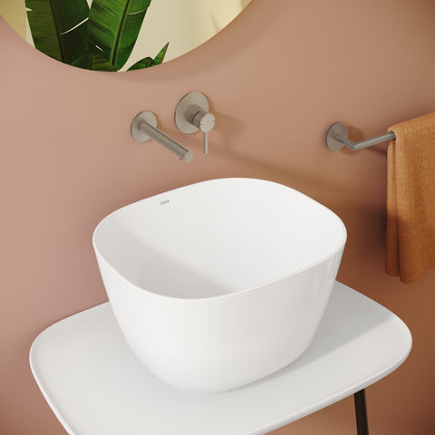 VitrA Origin Wall Mounted 2-Hole Basin Mixer - Brushed Nickel