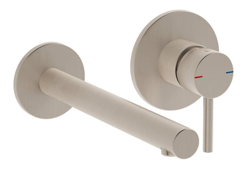 VitrA Origin Wall Mounted 2-Hole Basin Mixer - Brushed Nickel