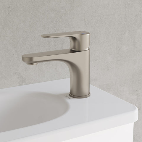 VitrA Root Round Compact Basin Mixer - Brushed Nickel