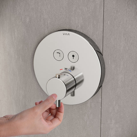 VitrA Aquacontrol Round Concealed Thermostatic 2-Way Bath Mixer - Chrome