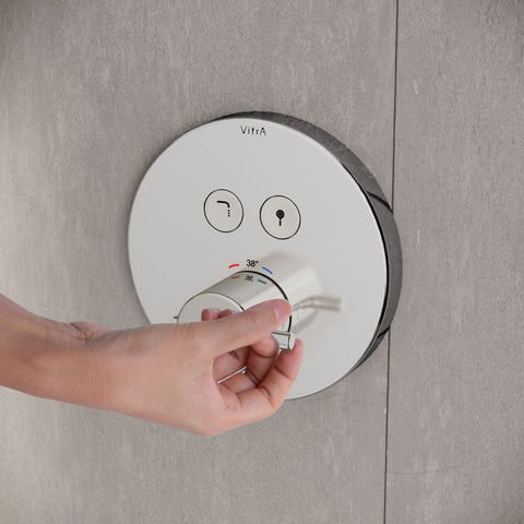 VitrA Aquacontrol Round Concealed Thermostatic 2-Way Bath Mixer - Chrome