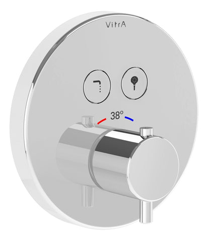 VitrA Aquacontrol Round Concealed Thermostatic 2-Way Bath Mixer - Chrome