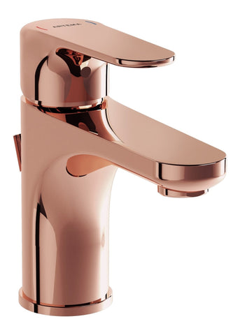 VitrA Root Round Compact Basin Mixer w/Waste Lever - Soft Copper