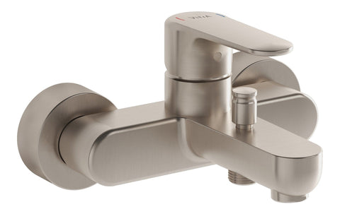 VitrA Root Round Wall Mounted Bath/Shower Mixer - Brushed Nickel