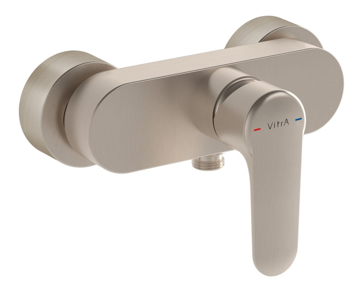 VitrA Root Round Wall Mounted Shower Mixer - Brushed Nickel