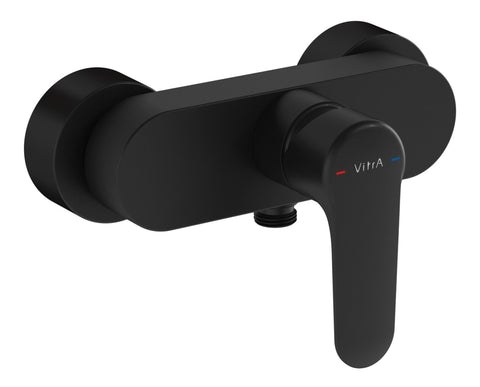 VitrA Root Round Wall Mounted Shower Mixer - Matt Black