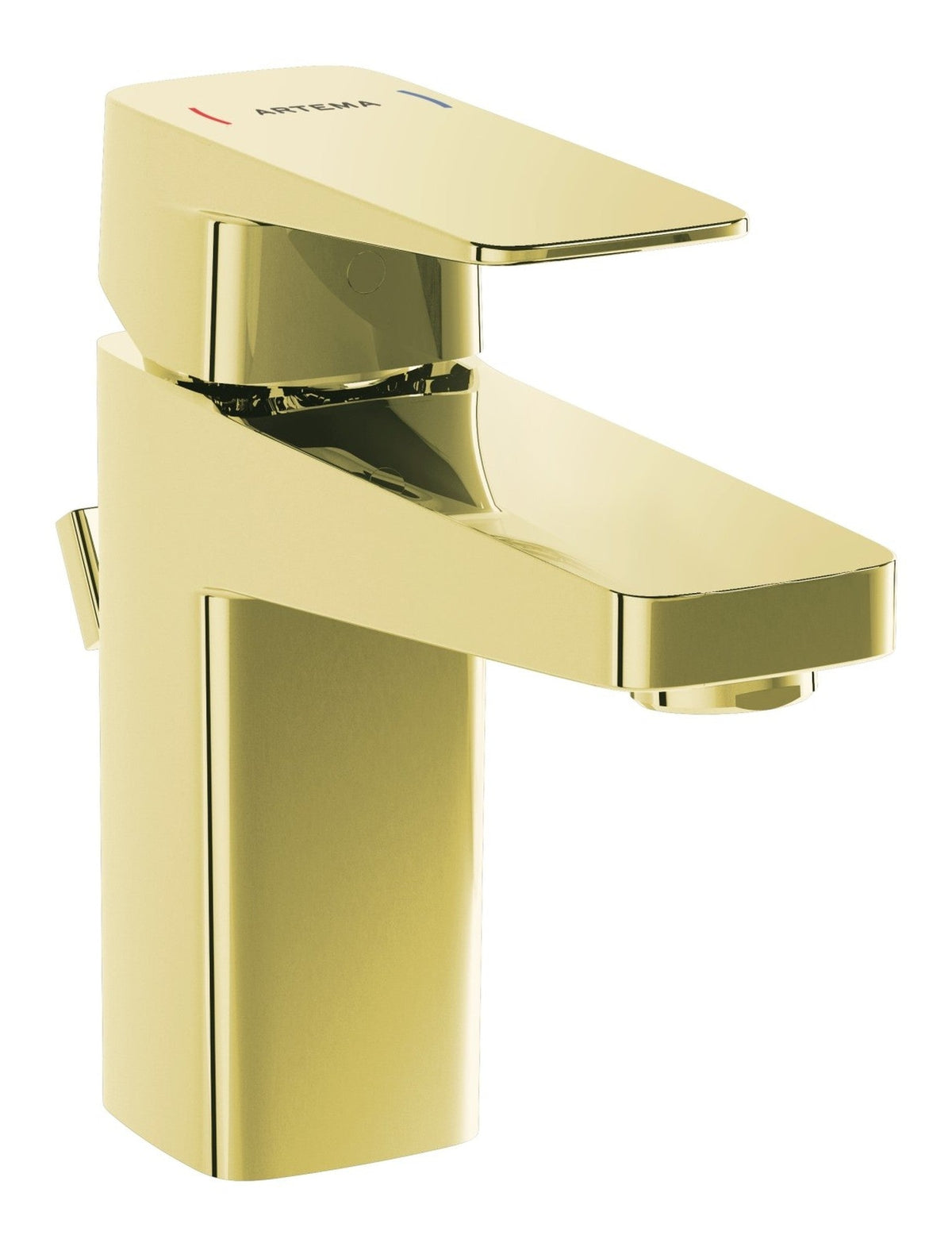 VitrA Root Square Compact Basin Mixer w/Waste Lever - Soft Gold