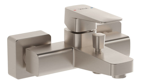 VitrA Root Square Wall Mounted Bath/Shower Mixer - Brushed Nickel