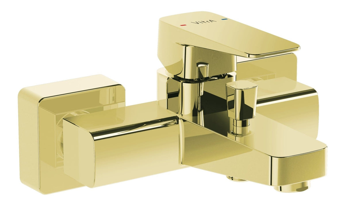 VitrA Root Square Wall Mounted Bath/Shower Mixer - Soft Gold