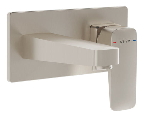 VitrA Root Square Wall Mounted Basin Mixer - Brushed Nickel