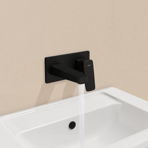 VitrA Root Square Wall Mounted Basin Mixer - Matt Black