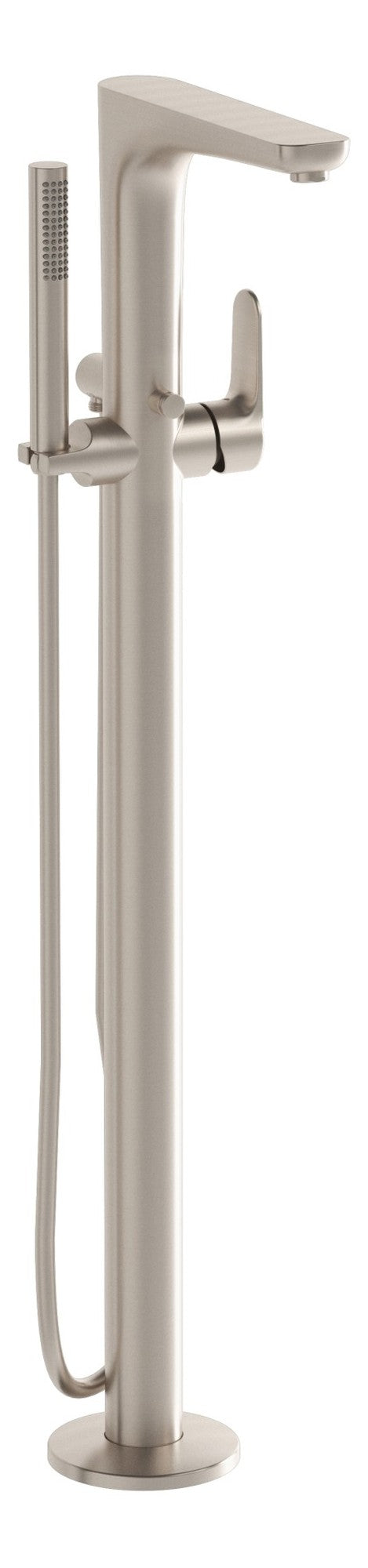 VitrA Root Round Floor Standing Bath/Shower Mixer - Brushed Nickel