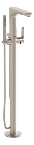VitrA Root Round Floor Standing Bath/Shower Mixer - Brushed Nickel