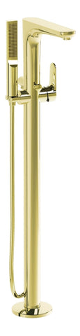 VitrA Root Round Floor Standing Bath/Shower Mixer - Soft Gold