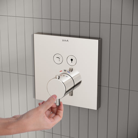 VitrA Aquacontrol Square Concealed Thermostatic 2-Way Bath Mixer - Chrome