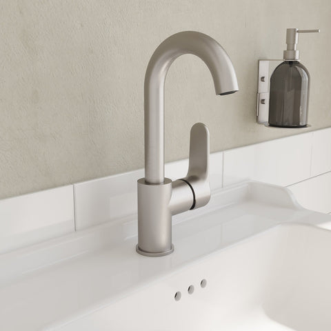 VitrA Root Round Swivel Basin Mixer - Brushed Nickel