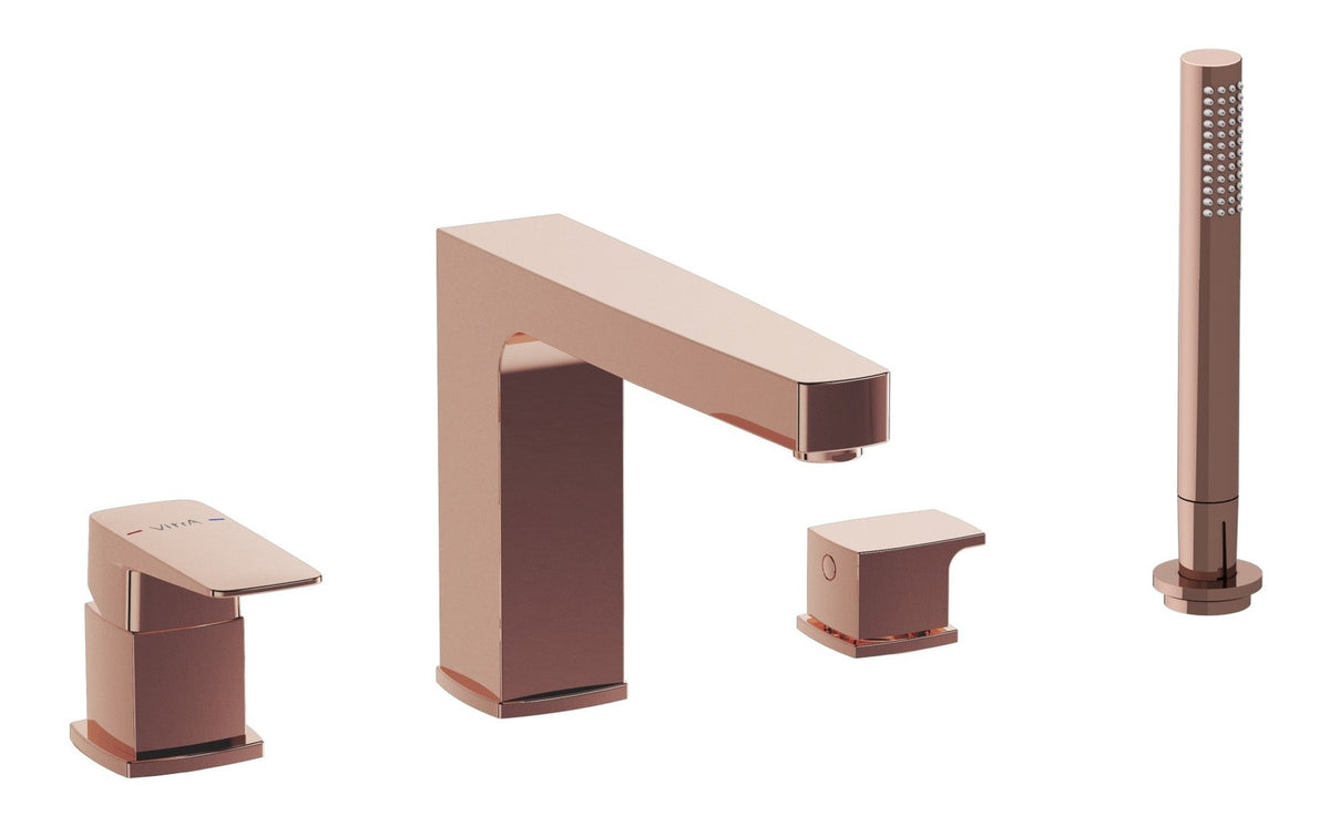 VitrA Root Square 4-Hole Bath/Shower Mixer - Soft Copper