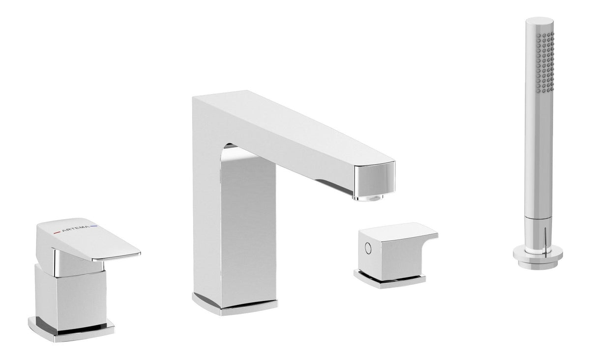 VitrA Root Square 4-Hole Bath/Shower Mixer - Chrome