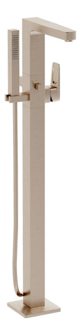 VitrA Root Square Floor Standing Bath/Shower Mixer - Brushed Nickel