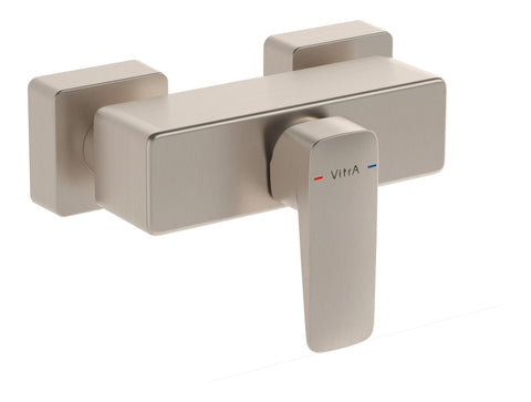 VitrA Root Square Wall Mounted Shower Mixer Valve - Brushed Nickel