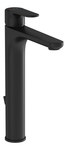 VitrA Root Round Tall Basin Mixer w/Waste Lever - Matt Black