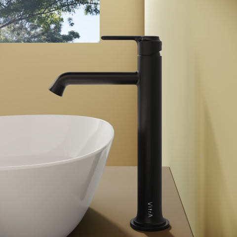 VitrA Origin Classic Tall Basin Mixer (Top Handle) - Matt Black