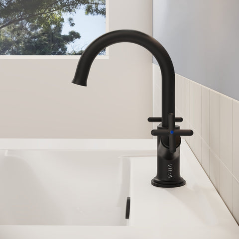 VitrA Origin Classic Basin Mixer (Cross Handles) - Matt Black