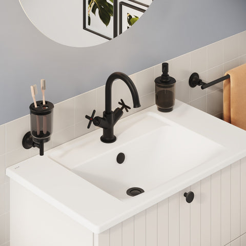 VitrA Origin Classic Basin Mixer (Cross Handles) - Matt Black