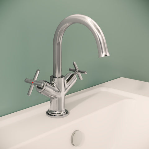 VitrA Origin Classic Basin Mixer (Cross Handles) - Chrome