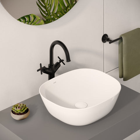 VitrA Origin Classic Tall Basin Mixer (Cross Handles) - Matt Black