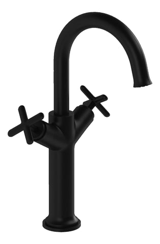 VitrA Origin Classic Tall Basin Mixer (Cross Handles) - Matt Black