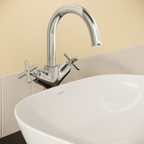 VitrA Origin Classic Tall Basin Mixer (Cross Handles) - Chrome