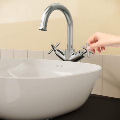 VitrA Origin Classic Tall Basin Mixer (Cross Handles) - Chrome
