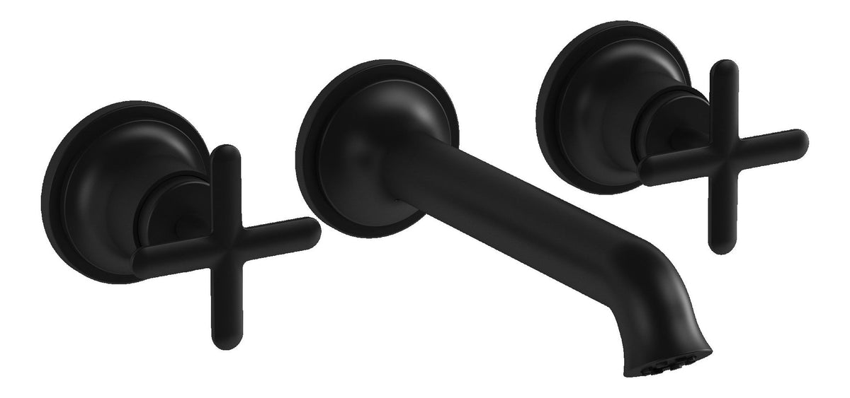 VitrA Origin Classic Wall Mounted 3-Hole Basin Mixer - Matt Black