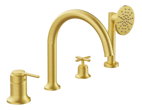 VitrA Origin Classic 4-Hole Bath/Shower Mixer - Brushed Gold