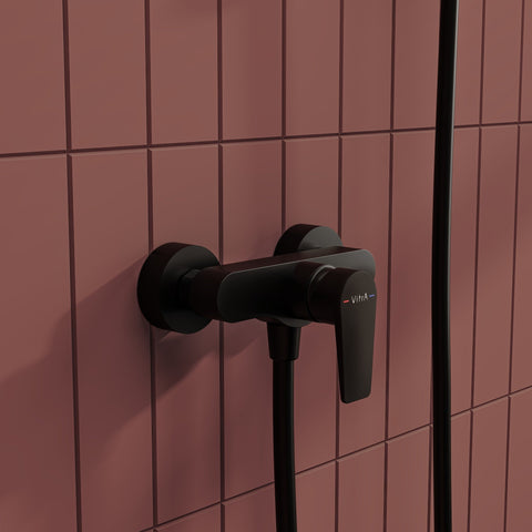 VitrA Flow Square Wall Mounted Shower Mixer - Matt Black