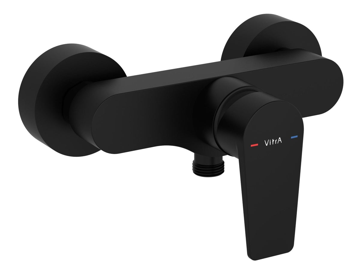 VitrA Flow Square Wall Mounted Shower Mixer - Matt Black