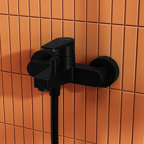 VitrA Flow Square Wall Mounted Bath/Shower Mixer - Matt Black