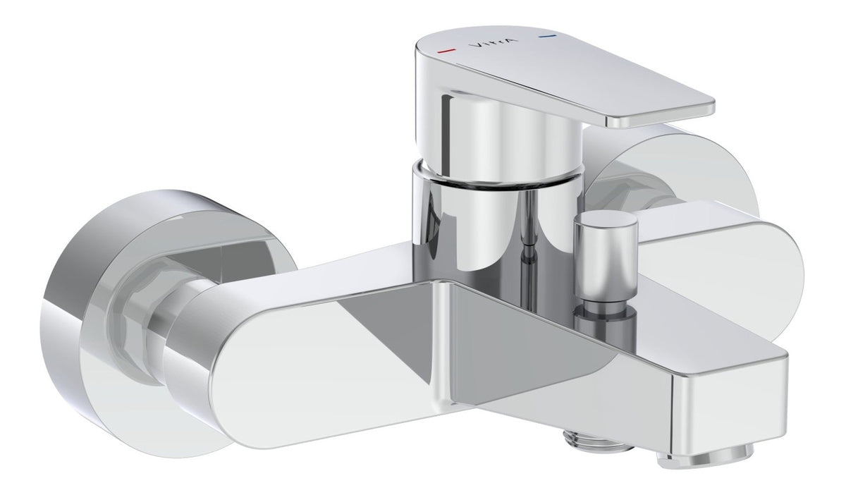 VitrA Root Square Wall Mounted Monohole Bath/Shower Mixer - Brushed Nickel