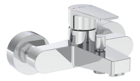 VitrA Root Square Wall Mounted Monohole Bath/Shower Mixer - Brushed Nickel