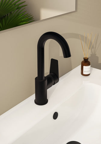 VitrA Flow Square Swivel Basin Mixer - Matt Black